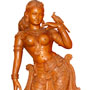Teakwood made Lady - carrying a bird on her shoulder