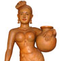 Teakwood made Lady - carrying a pot