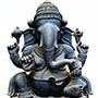Wooden seated Ganesha - Antique finish | Height: 30 inches | Width: 21.5 inches